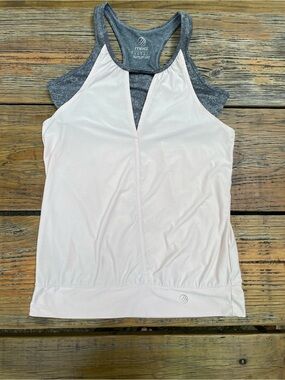 MPG Light Pink Racerback Tank with Heather Gray Back
